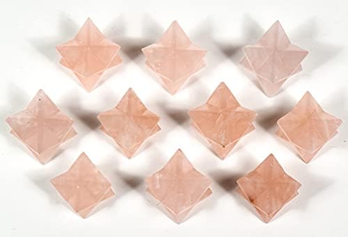 10PCS 32mm Rose Pink Quartz Merkaba Stars Decor