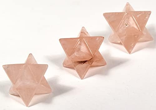 10PCS 32mm Rose Pink Quartz Merkaba Stars Decor