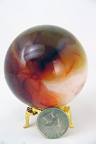 Carnelian Agate Sphere 67mm Healing Crystal with Stand