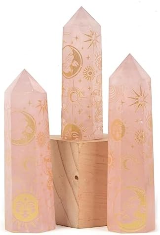 Rose Quartz Moon and Witch Crystal Tower for Healing and Energy