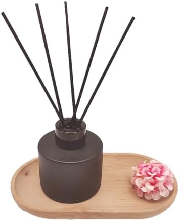 4PCS Matte Black Glass Reed Diffuser Set with Sticks