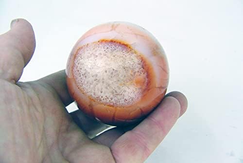 Carnelian Agate Sphere with Stand for Healing and Decor