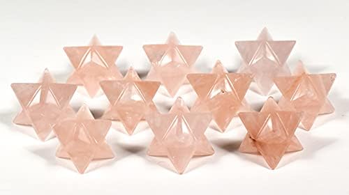 10PCS 32mm Rose Pink Quartz Merkaba Stars Decor