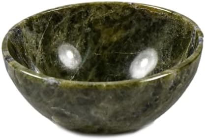 HQRP 75mm Green Vesuvianite Gemstone Bowl with Inclusions