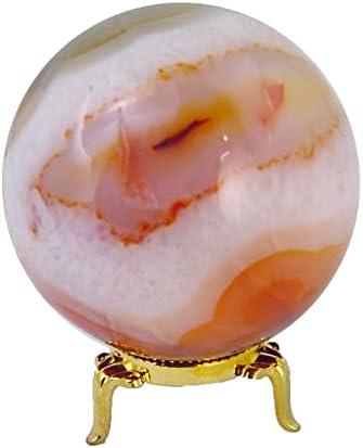 Carnelian Agate Sphere 67mm Healing Crystal with Stand