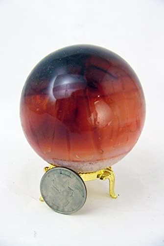 Carnelian Agate Sphere with Stand for Healing and Decor