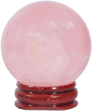 Tumbeelluwa Natural Rose Quartz Crystal Ball with Wood Stand
