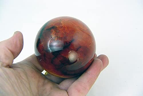 Carnelian Agate Sphere 68mm Healing Stone with Stand