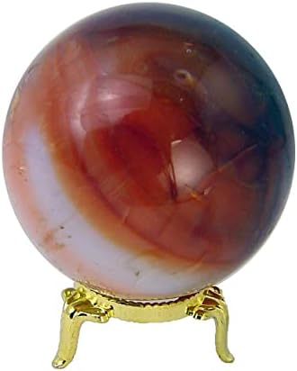 Carnelian Agate Sphere with Stand for Healing and Decor