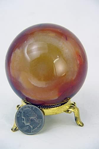 Carnelian Agate Sphere 68mm Healing Stone with Stand