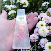 Selenite 7 Chakras Crystal Plaque for Meditation and Energy Healing