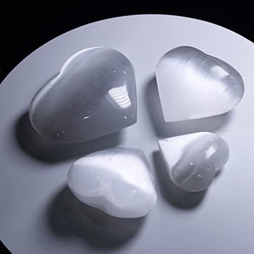 Heart-Shaped Selenite Gemstone Reiki Healing Chakra Stone for Girlfriend