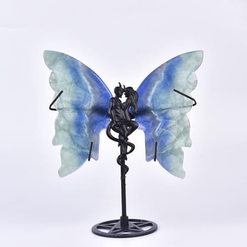 JIC Gem Blue Fluorite Crystal Butterfly Wings Decor