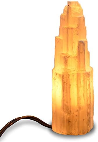 2 Pieces White Selenite Carved Lamp with Dimmer Switch