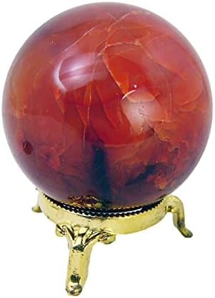 Carnelian Agate Sphere 68mm Healing Stone with Stand