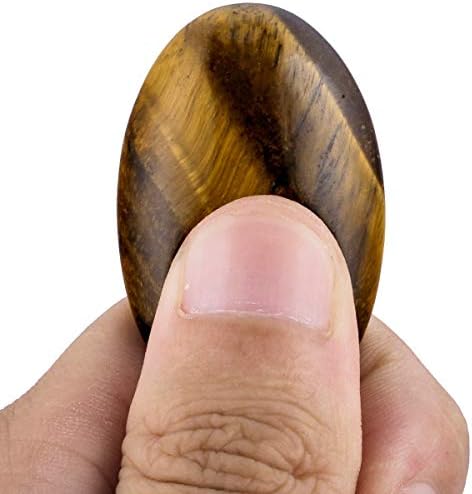 SUNYIK Natural Hand Carved Thumb Worry Stone Tiger Eye