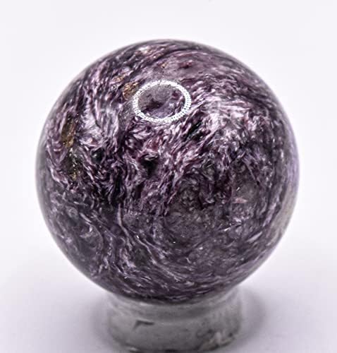 30mm Purple Charoite Sphere with Orange Inclusions Decor Ball - Russia