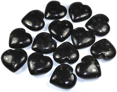 25 Inch Nuummite Carved Heart Crystal Decor Pair with Stand