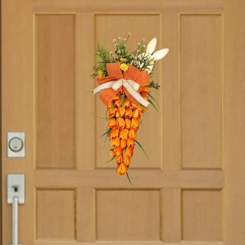 Tulip Carrot Easter Wreath Hanging Ornament with Bunny