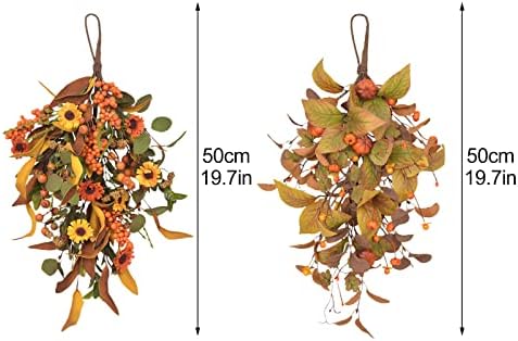 BEIJIALY Artificial Fall Wreath 175 Inch Autumn Decor