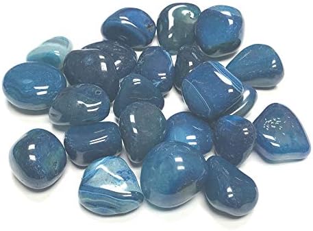 Tumbled Dyed Agate Stones with Velvet Bag - 1 Inch Blue