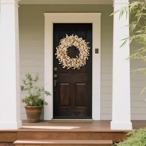 24 Inch White Floral Wreath for Front Door