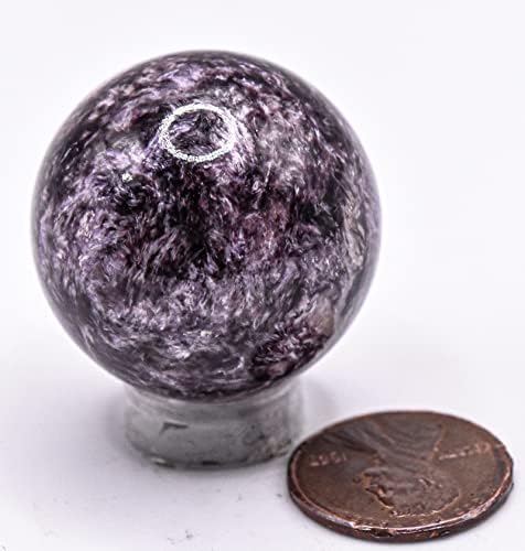 30mm Purple Charoite Sphere with Orange Inclusions Decor Ball - Russia