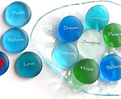 Mermaids Message 100 Frosted Faux Sea Glass Stones with Display Basket