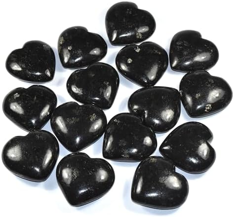 25 Inch Nuummite Carved Heart Crystal Decor Pair with Stand