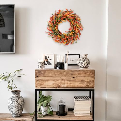 22 Inch Fall Wreath with Forsythia Flowers and Berries