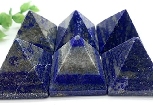 Natural Lapis Lazuli and Quartz Crystal Pyramid Reiki Tower