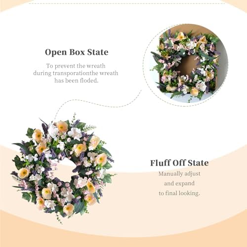 Vivimemo 24-inch Spring Wreath for Home Decor