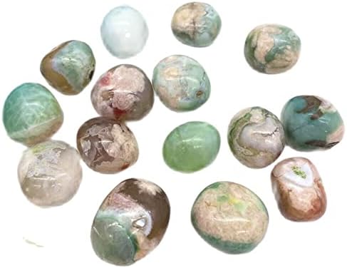 YEAHSO 1pc Natural Green Sakura Agate Tumbled Stone Home Decor