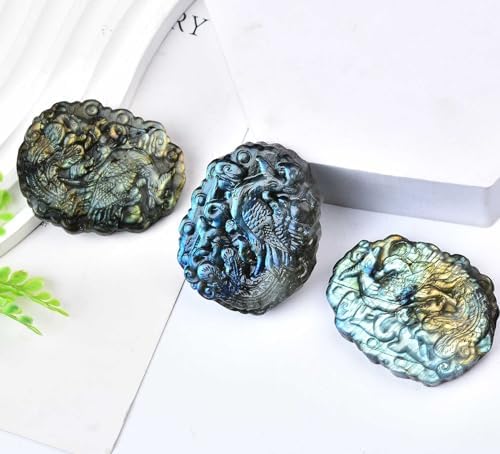 AMOYSTONE Labradorite Healing Palm Stone for Jewelry and Meditation