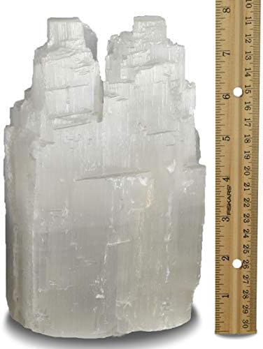 2 Pieces Selenite Double Skyscraper Hand Carved Lamp with Dimmer Switch and Bulb