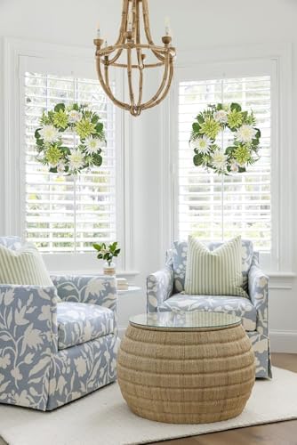 Briful 20 Inch Artificial Dahlia Wreath for Front Door