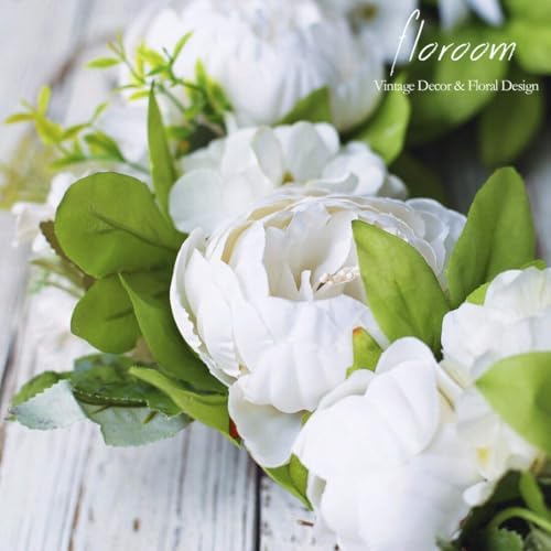Floroom Artificial White Peony Wreath 15-16