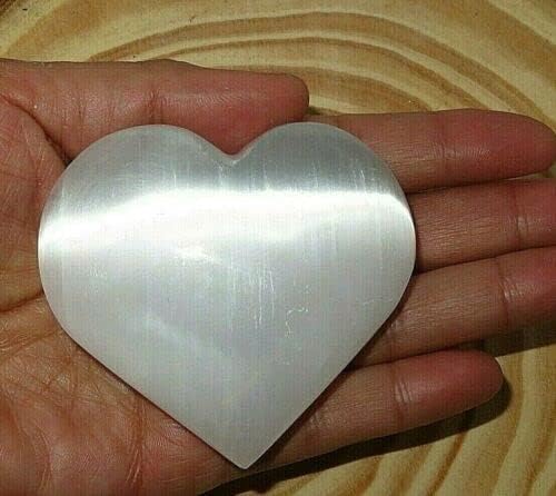 White Selenite Puffy Heart Reiki Crystal XL 1 Piece