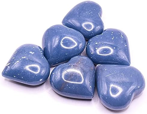 Blue Angelite Puffy Heart Natural Crystal Gemstone from Peru
