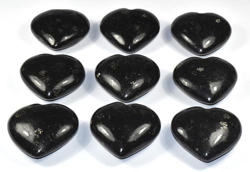 25 Inch Nuummite Carved Heart Crystal Decor Pair with Stand