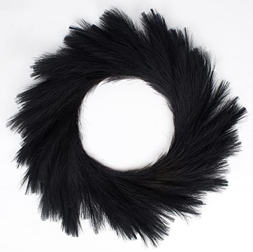 Black Faux Pampas Grass Wreath 24 for Front Door