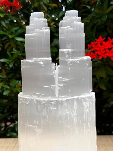 Gaf Treasures Selenite Twin Skyscraper Lamp