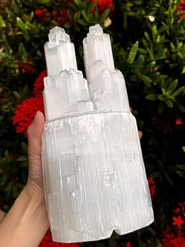 Gaf Treasures Selenite Twin Skyscraper Lamp