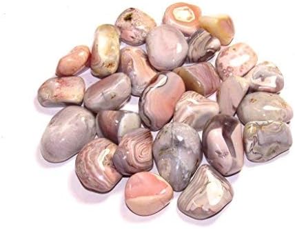 Tumbled Pink Botswana Agate with Velvet Bag - Large 1 Inch Stones 1 Pound