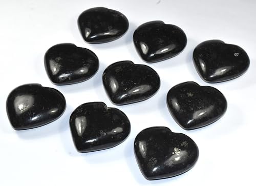 25 Inch Nuummite Carved Heart Crystal Decor Pair with Stand