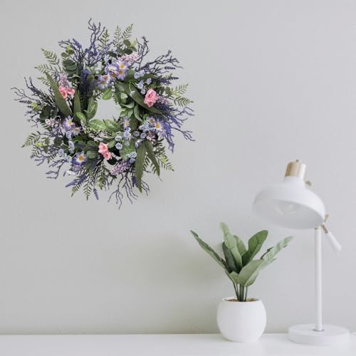 24 Inch Purple Front Door Wreath with Eucalyptus and Lavender