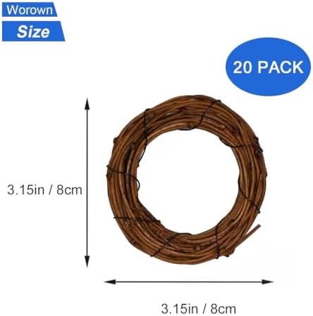 Worown 20 Pcs 3 Inch Natural Grapevine Wreaths Set 1