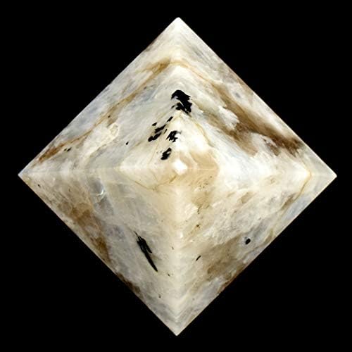 HC Set 79mm Rainbow Moonstone Pyramid Clear Quartz Cabochon