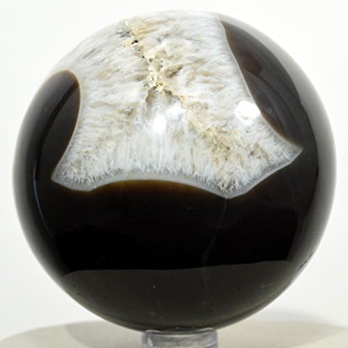 HQRP 67mm White Black Agate Sphere Decor Stone with Stand