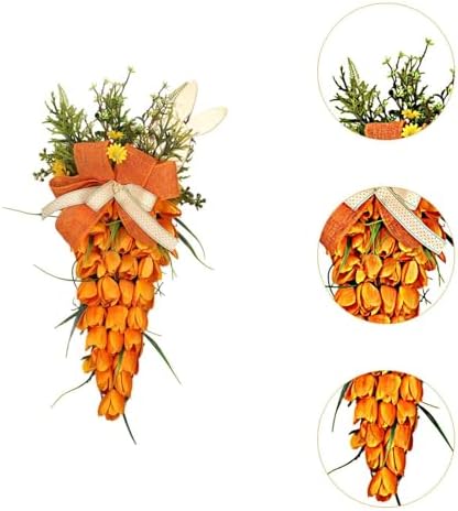 Tulip Carrot Easter Wreath Hanging Ornament with Bunny